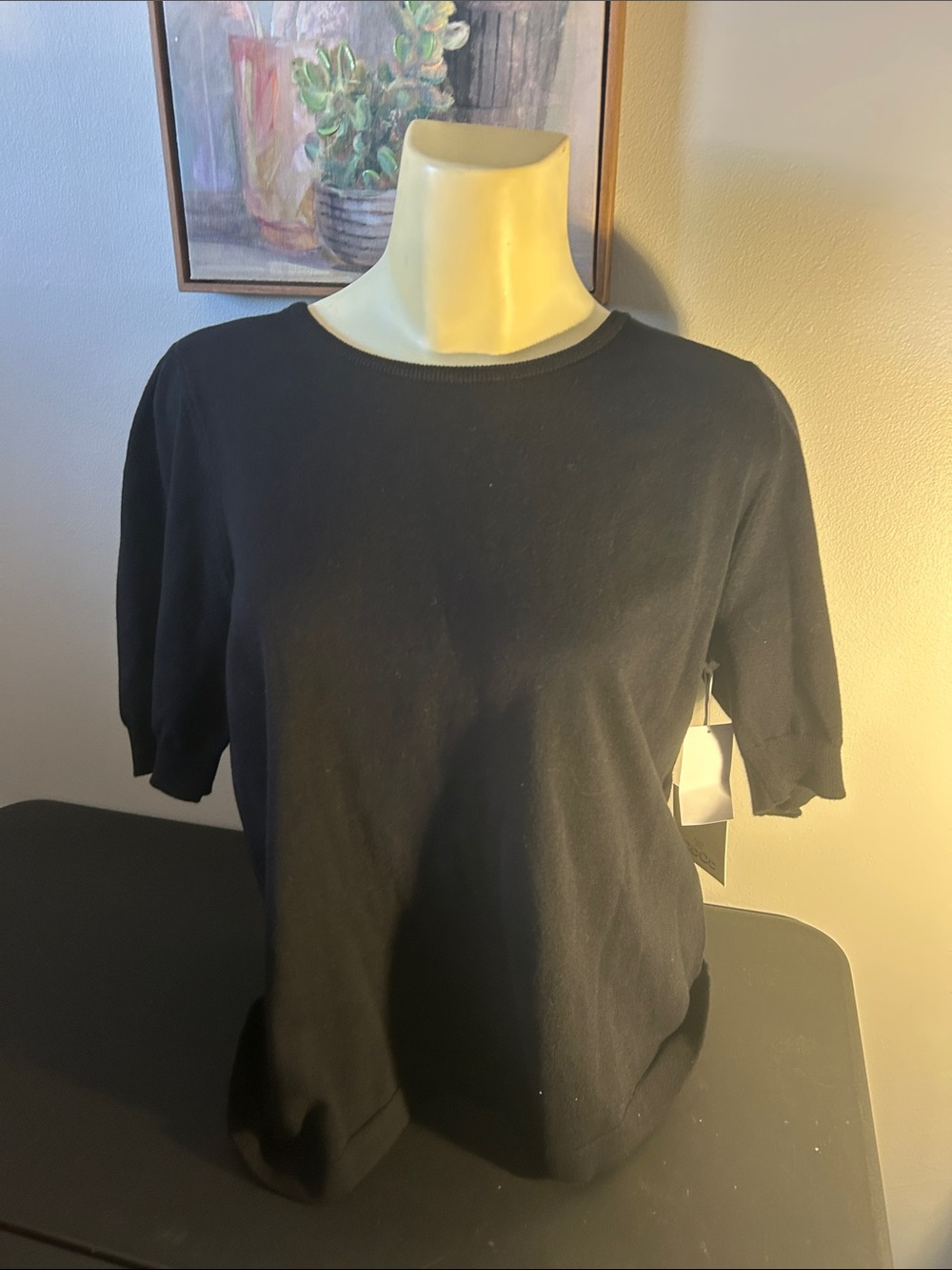 CeCe Black Short-Sleeve Crewneck Top